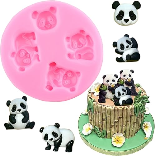 XMOLDNMS Molde de silicona de oso panda para fondant, moldes de chocolate para decoración de tartas, decoración de cupcakes, pasta de goma de