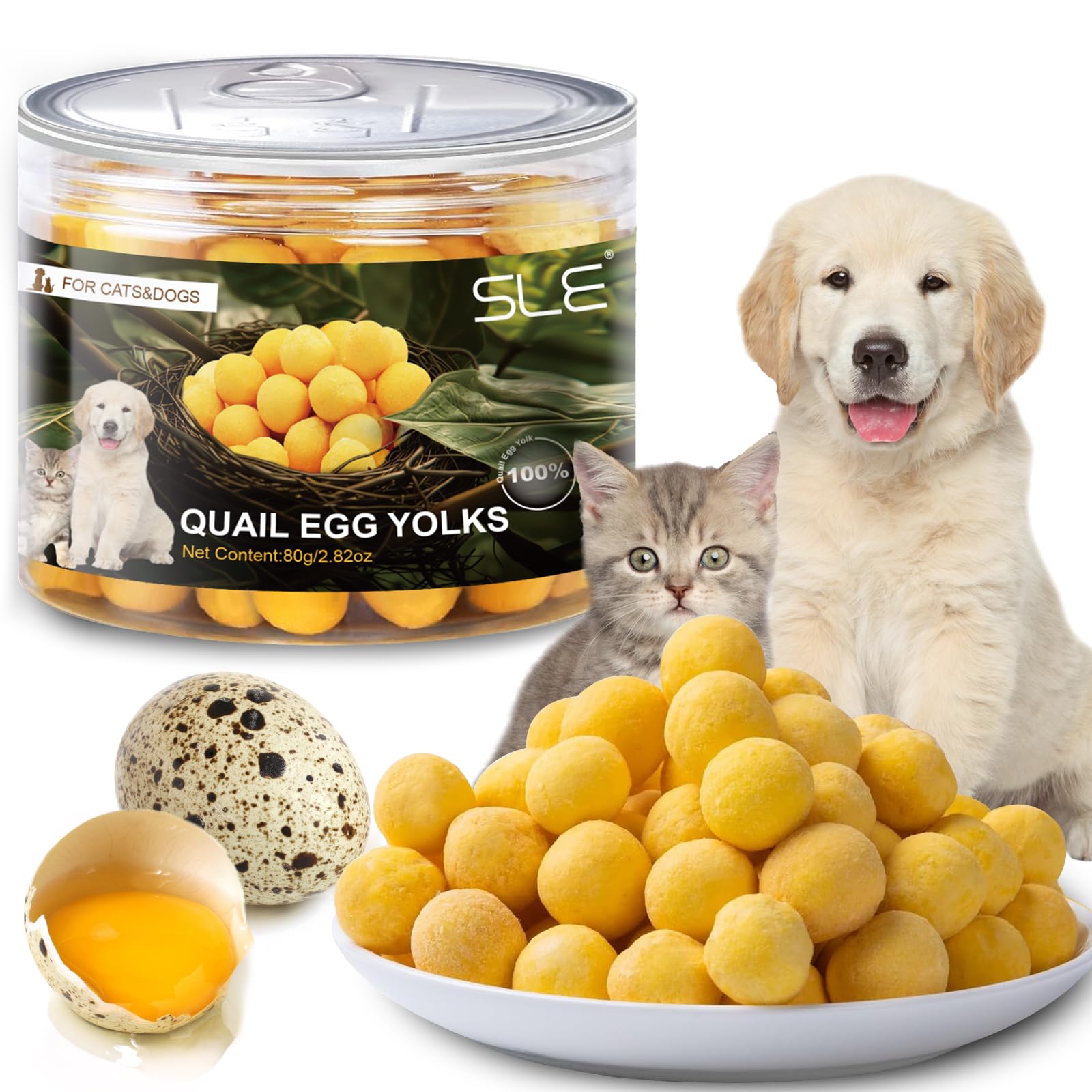 Gesunde schmackhafte Gefriergetrocknete Haustierfutter Quail Egg Yellow für Katzen und Hunde, Lyophilisierte Leckerlis Wachtel-Eigelb, Gesunde und Schmeckende Snacks für Training