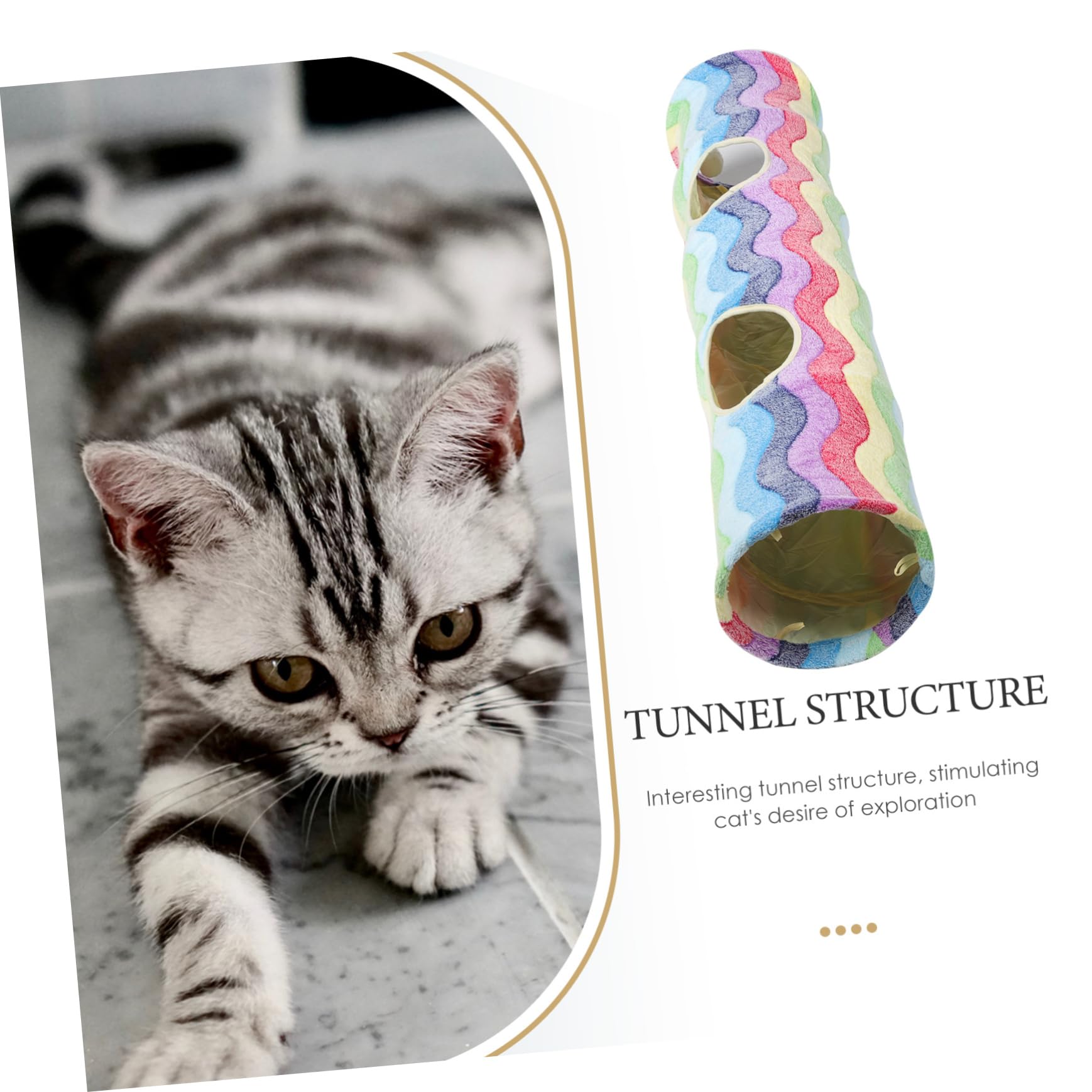 TOYANDONA Faltbarer Katzentunnel Animierendes Katzenspielzeug aus Weichem Flanell mit Regenbogenmuster für Bewegung und Spielerisches Training der Katze