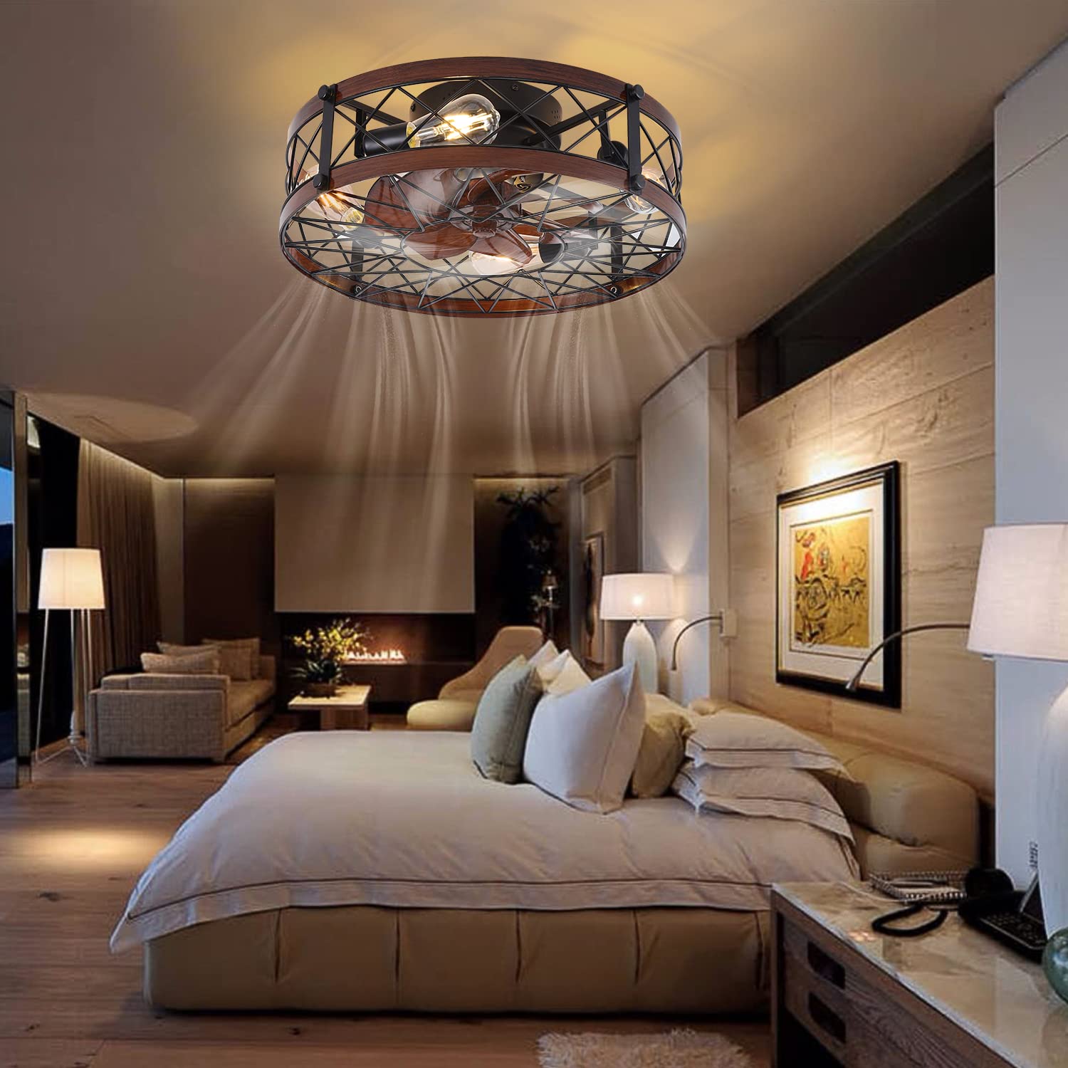 Buy Retro Small Ceiling Fan With Light Remote Control, Coming With E26