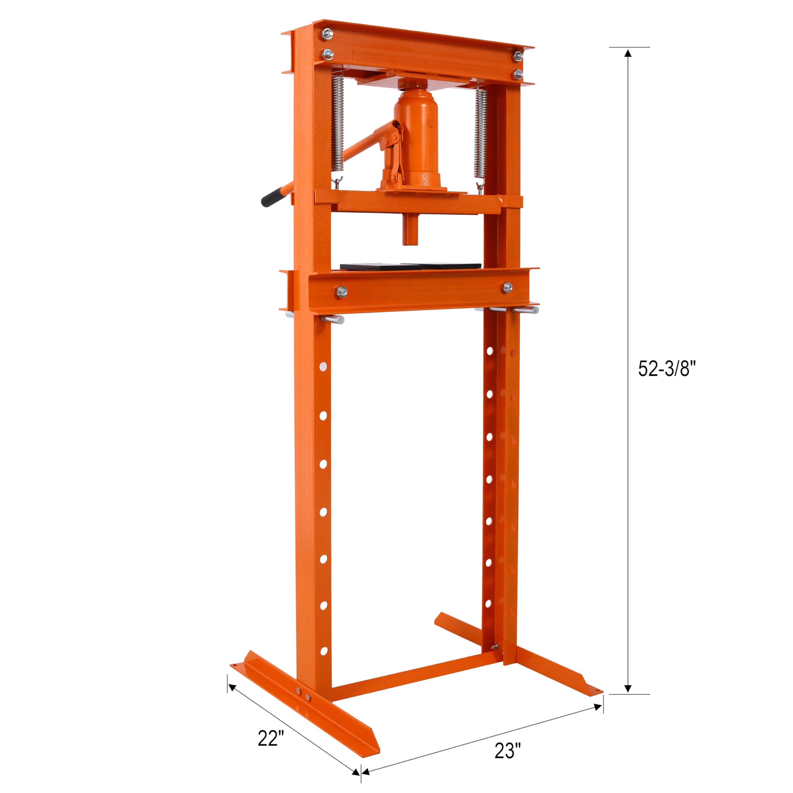 12-Ton Hydraulic Shop Press,H-Frame Floor Mount Hydraulic Press,for Car Repair and Garage,Bending,Straightening,Pressing Parts,Installing Bearings,U-Joints,Bushings,Ball Joints & Pulleys,Orange