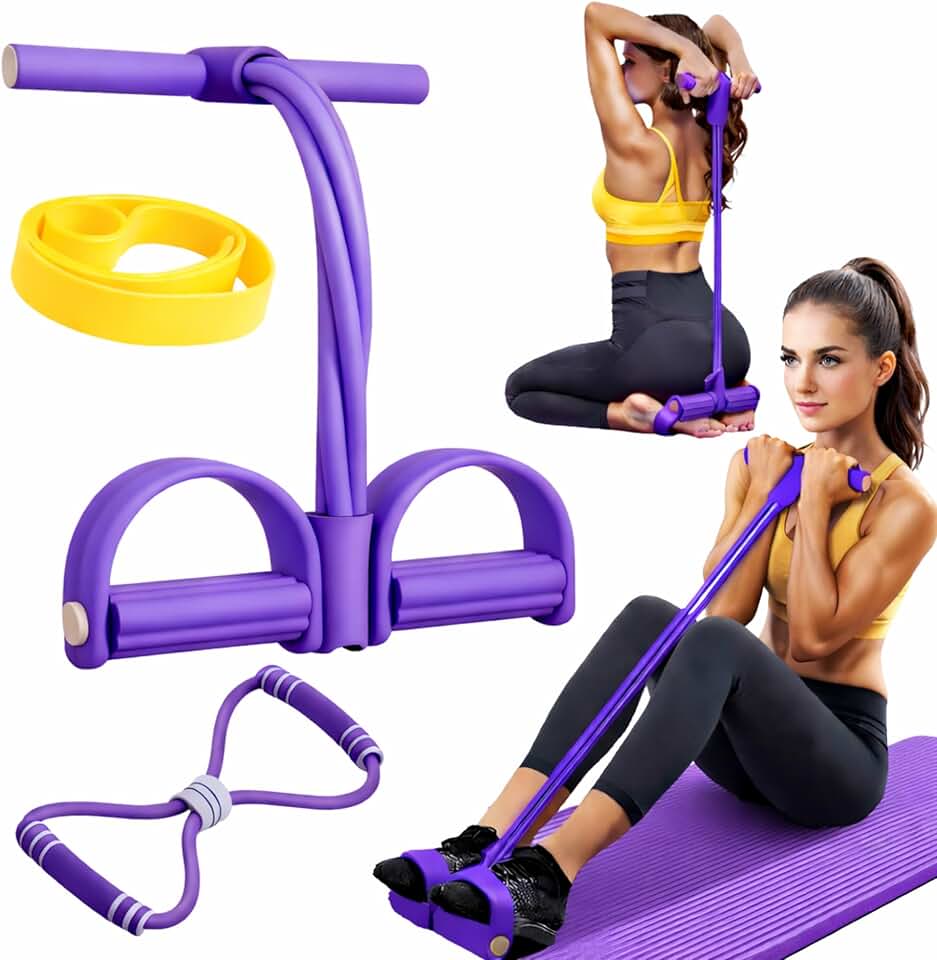 Abdominal Trainer Resistance Band Bundle, Foot Pedal Resista