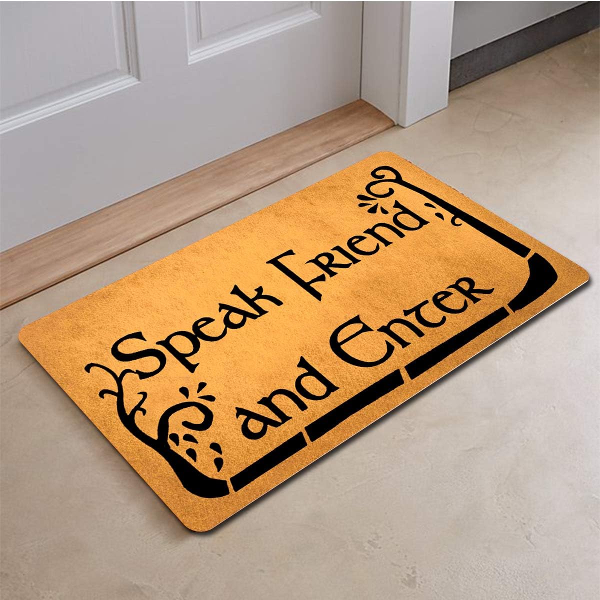 Funny Welcome Mats Anti-Slip Door Mats for Entrance Way Indoor Mat/Rubber Mat/Personality Rugs Kitchen Rugs and Mats 18"(W) x 30"(L) (Speak Friend and Enter Lord of The Rings)