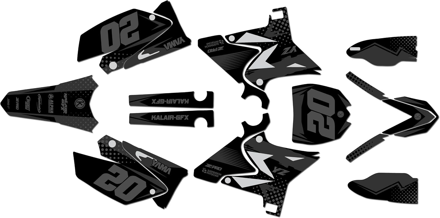 Graphics Kit for Yamaha YZ125 and YZ250 2002-2014 UFO Restyled Plastics SPEAR Series Smoke 21 Mil - Pro Edition - Dirt pit bike sticker, dirtbike decal motocross no-plastics