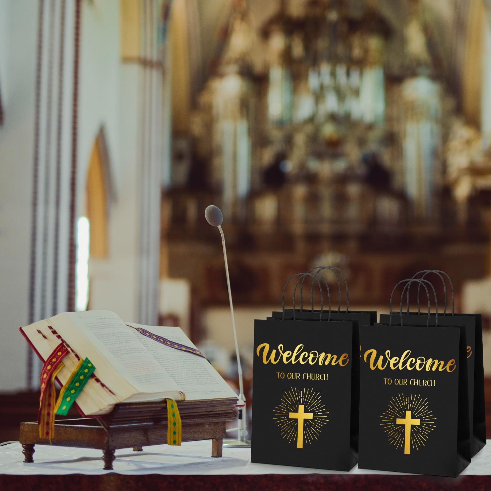 Chuangdi 50 bolsas de regalo de bienvenida de iglesia, bolsas de bienvenida religiosas de bienvenida a nuestra iglesia, bolsas de regalo para invitados de iglesia, bolsa de regalo de bautizo,