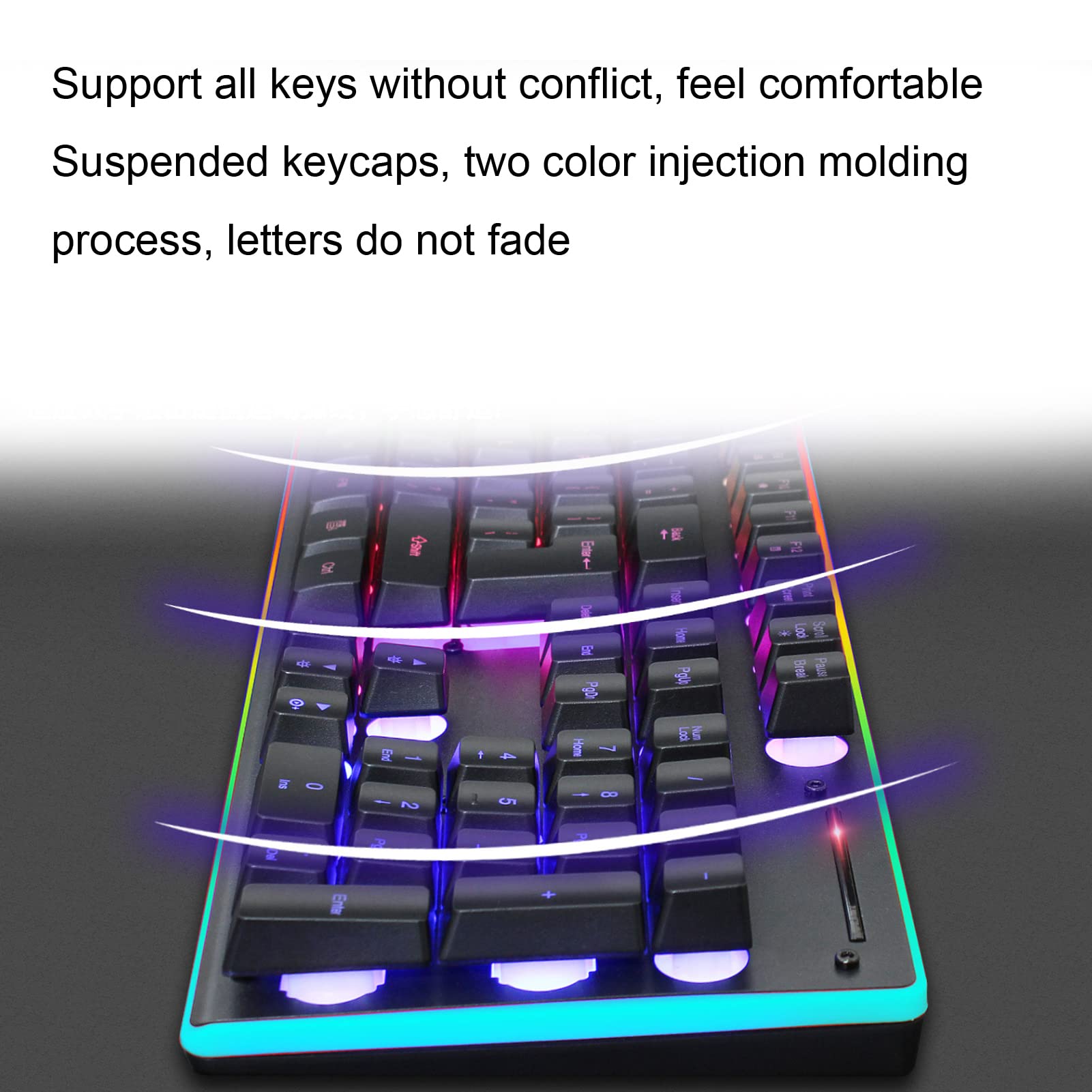 ciciglow Combo de Teclado Mecánico Y Mouse, RGB Retroiluminado con Cable Recargable 3200DPI Ratones Teclado Inalámbrico para Juegos para PC Gamer Computadora de Escritorio