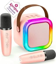 Mini Karaoke Machine for Kids, 2025 TOP Toys Christmas Birthday Gifts Ideas for Girls Ages 4, 5, 6, 7, 8, 9, 10, 12+ Years Old, Portable MP3 Player with 2 Wireless Mics for Party