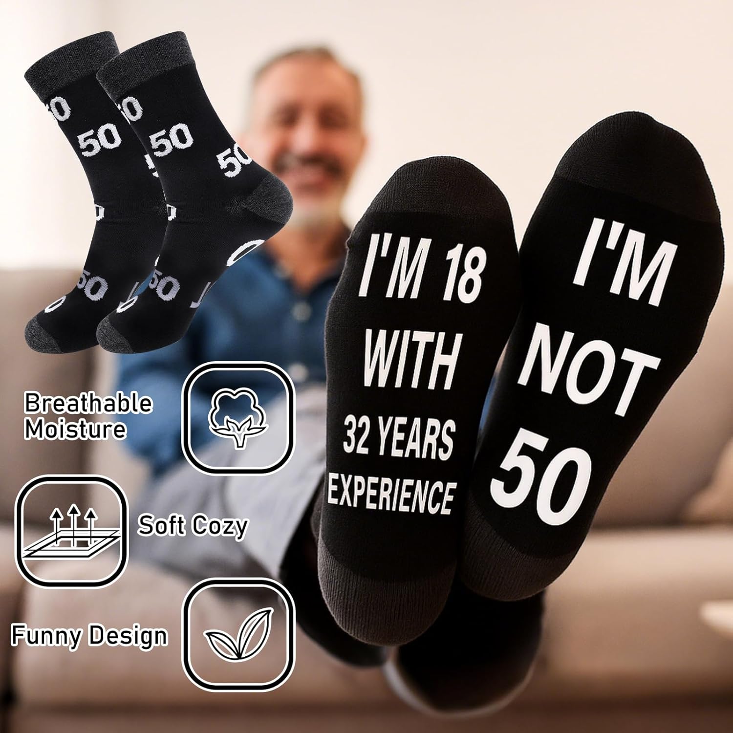 50th 65th 75th Birthday Gifts for Men,50 65 75 Years Old 1975 1960 1950 Funny Birthday Socks Gifts Dad Granpa - Image 5
