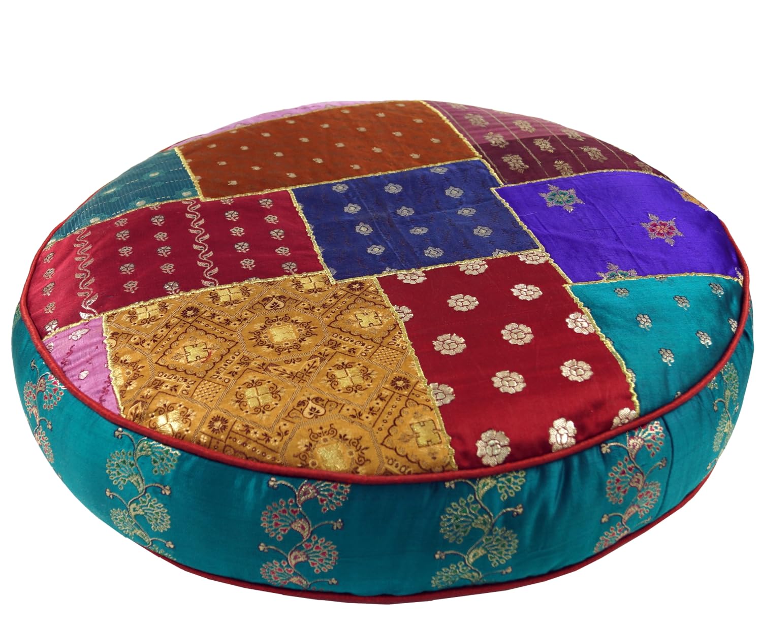 GURU SHOP Orientalisches Patchwork Kissen 40 cm, Sitzkissen, türkis/bunt