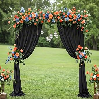 MLMW Black Chiffon Fabric by the Yard Sheer Fabric for Draping