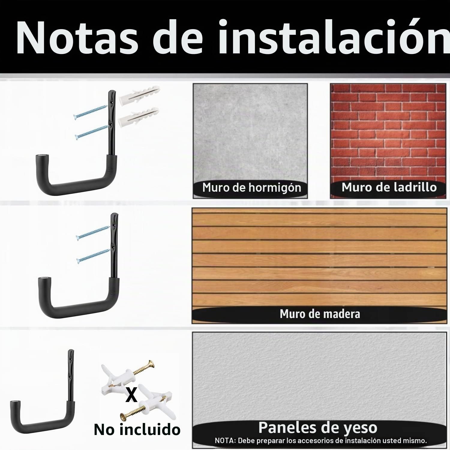Paquete de 8 ganchos de escalera 25 cm de almacenamiento en garaje gancho utilitario organizador de almacenamiento montado en la pared de alta silla colgante bicicleta herramienta