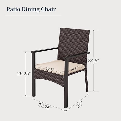 Miniatura 2 de Wicker Patio Dining Chairs Set of 2, 2 Pieces Rattan Outdoor Dining Furniture Chairs for Deck Backyard