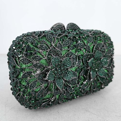 Miniatura 7 de Boutique De FGG Doble flores mujeres cristal embrague bolsos de noche boda fiesta rhinestone bolsos y carteras