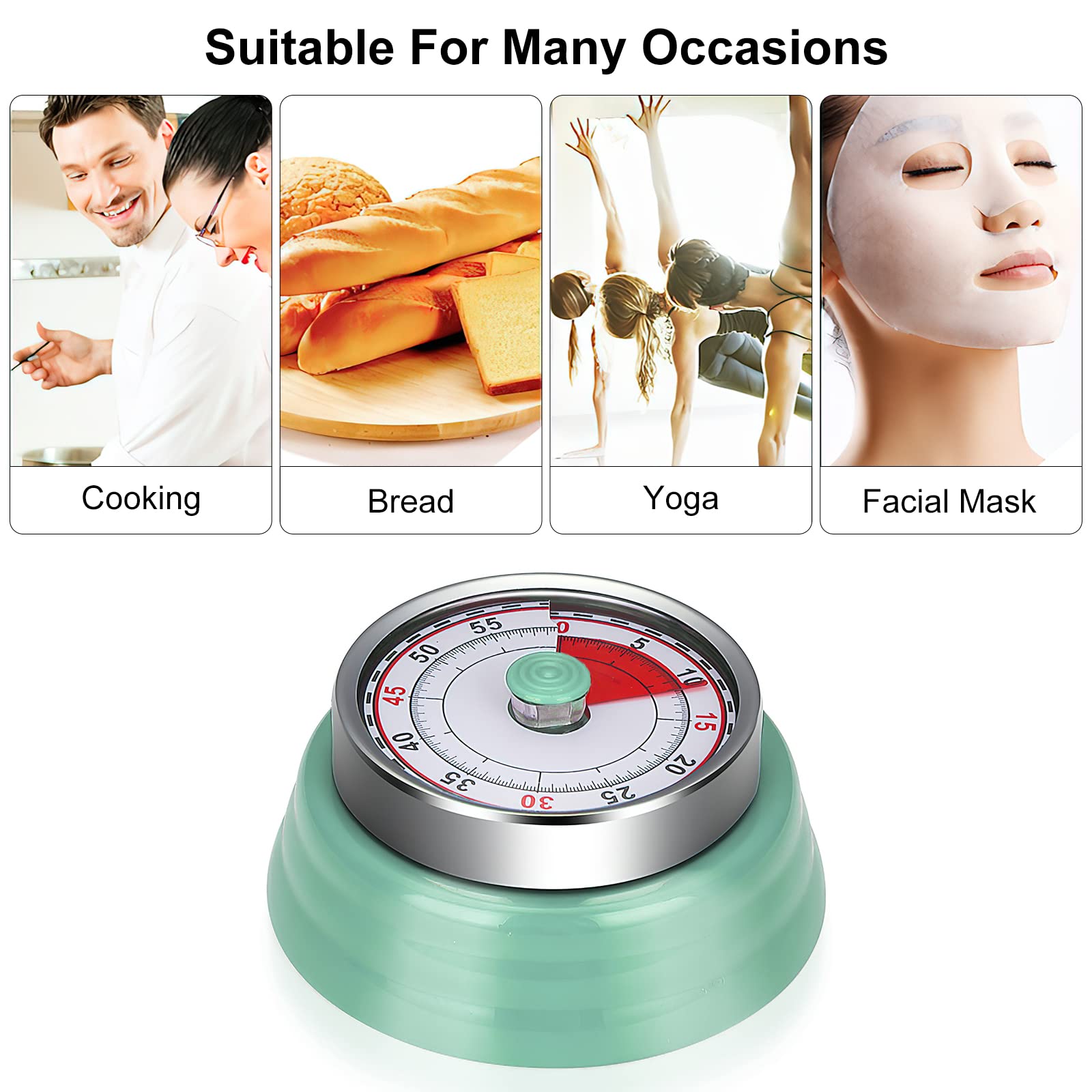Theetimer Keuken wekker retro mechanische digitale keuken timer magnetische koelkast bijlage analoge timer voor keuken koken groen keukentimer