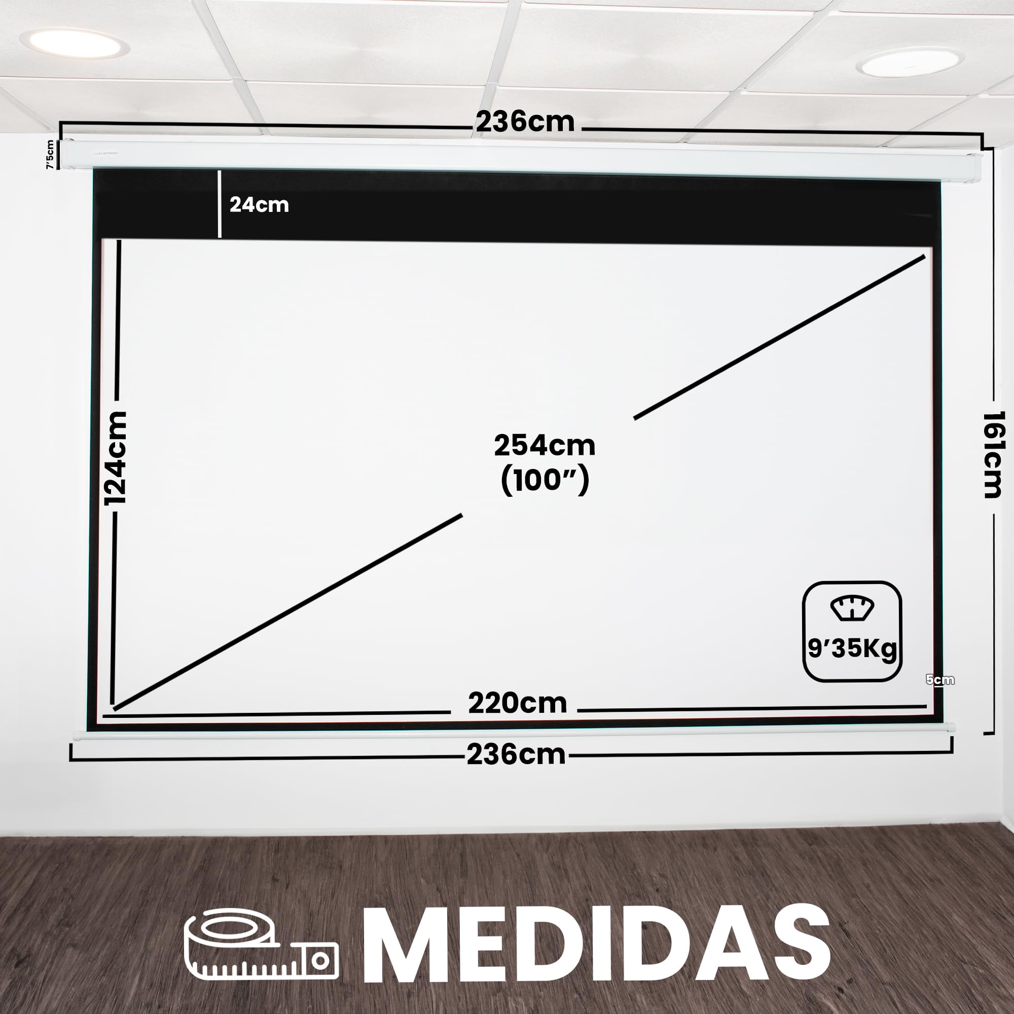 Image secondaire de Écran de Projecteur Manuel 100 Pouces 16:9 - Luxscreen