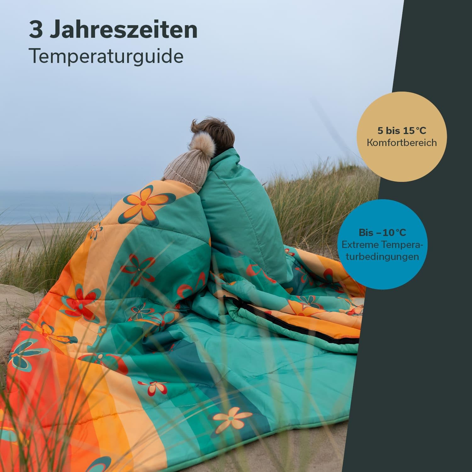 Skandika Deckenschlafsack Sovro | Schlafsack Outdoor für Erwachsene, 3 Jahreszeiten, als Doppelschlafsack nutzbar, Camping Schlafsäcke mit Kissen, Schlafsack Erwachsene