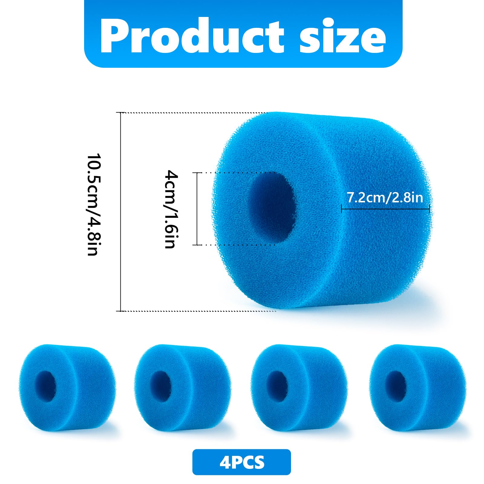 2 Filtres à éponge Lavables Pour Spa/piscine - Modèle S1, Neuf