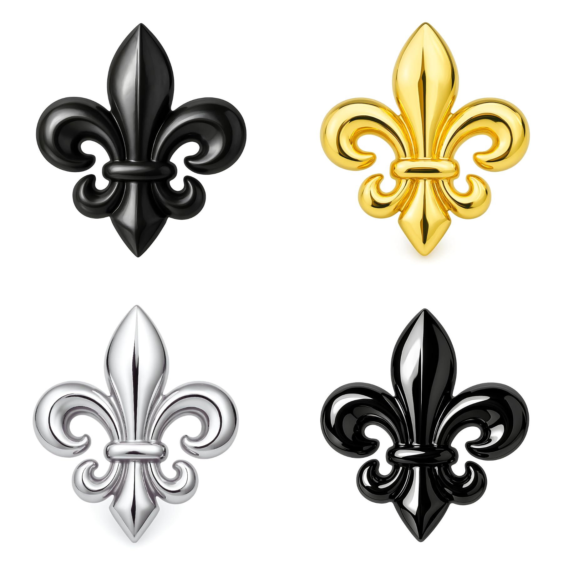 Lot 4 Pins Fleur de Lys | Broche Fleur Classique et Elégante | Pin's France Doré Argenté Noir | Pins pour Femme Costume Homme | Accessoires de Chemise Mariage Française Luxe