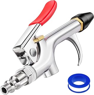 FEAOXYO 4Pcs Air Blow Gun Kit: 2-Way Quick Connect 1/4" Fitting, Rubber Tip, High-Pressure Dust Cleaning for Air Compressors