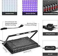 Vista 4 de 2 Pack 300W LED Black Light,Black Flood Light Outdoor with Plug and Switch, IP66 Waterproof Blacklight Flood Light Neon Glow for Glow Party