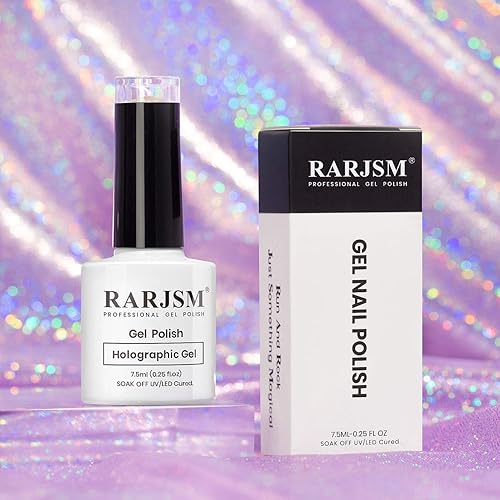 Miniatura 9 de RARJSM Esmalte de uñas holográfico con brillantina, hermoso brillante, 1 unidad de 0.3 onzas líquidas, esmalte de uñas de gel Mavue, secado