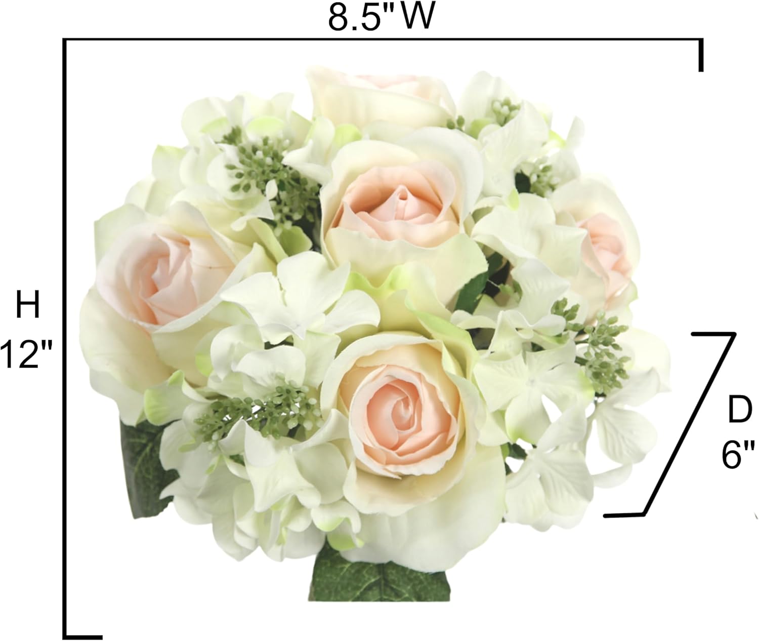 Admired By Nature 4 pcs 9 Stems Faux hydrangea Rosa Flower Bouquet, Fake Flowers for Bride Bridesmaid, Centerpieces Artificial Flower Arrangement Home Décor, Cemetery Decorations For Grave, Cream Pink