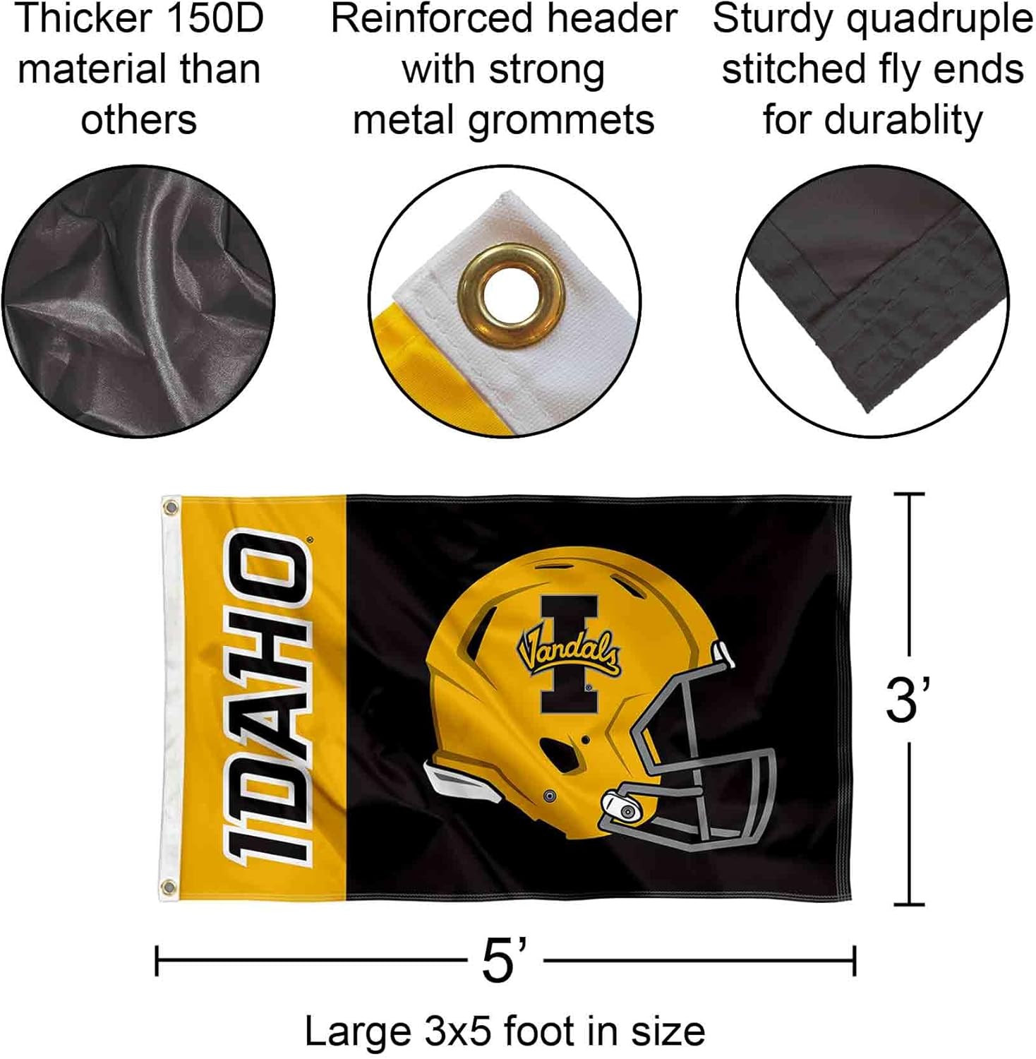 College Flags & Banners Co. Idaho Vandals Football Helmet 3x5 Flag