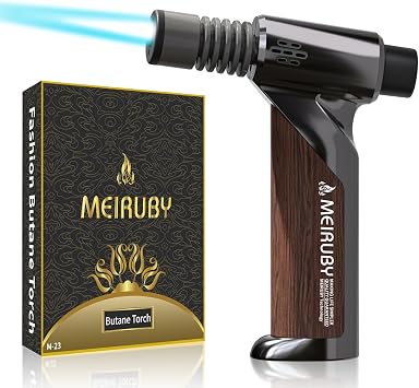 Stocking Stuffers Gifts for Men Adult, Butane Torch Lighter with Adjustable Jet Flame and Safety Lock, Refillable Portable Culinary Blow Torch for Kitchen Cooking, Baking, BBQ, Welding & Camping