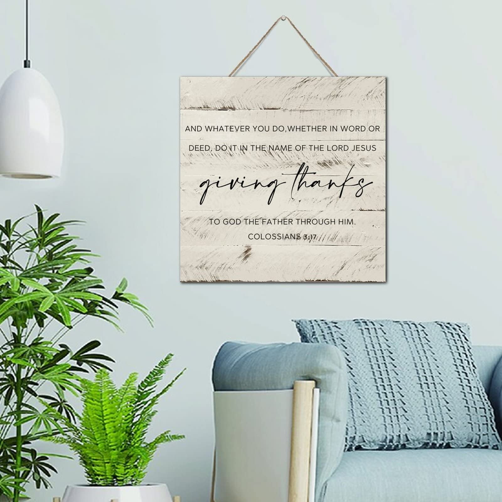 Panneau en bois citation Jésus, cadeau idéal pour salon
