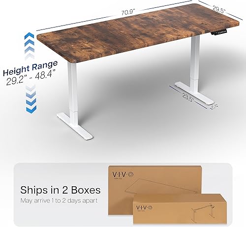 Vista 383 de VIVO DESK-KIT-1W6G - Escritorio eléctrico de pie de 60 x 24 pulgadas, ajuste de altura de memoria, serie 1B, parte superior de nogal oscuro de una