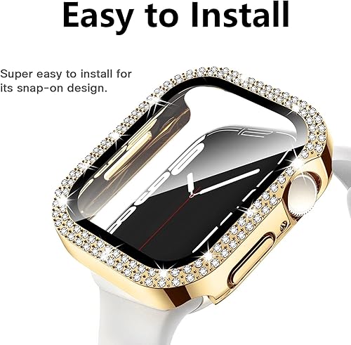 Miniatura 4 de HANKN Funda brillante para Apple Watch Series 654SE  Protector de pantalla de vidrio templado de 1.732 pulgadas, policarbonato duro a prueba de