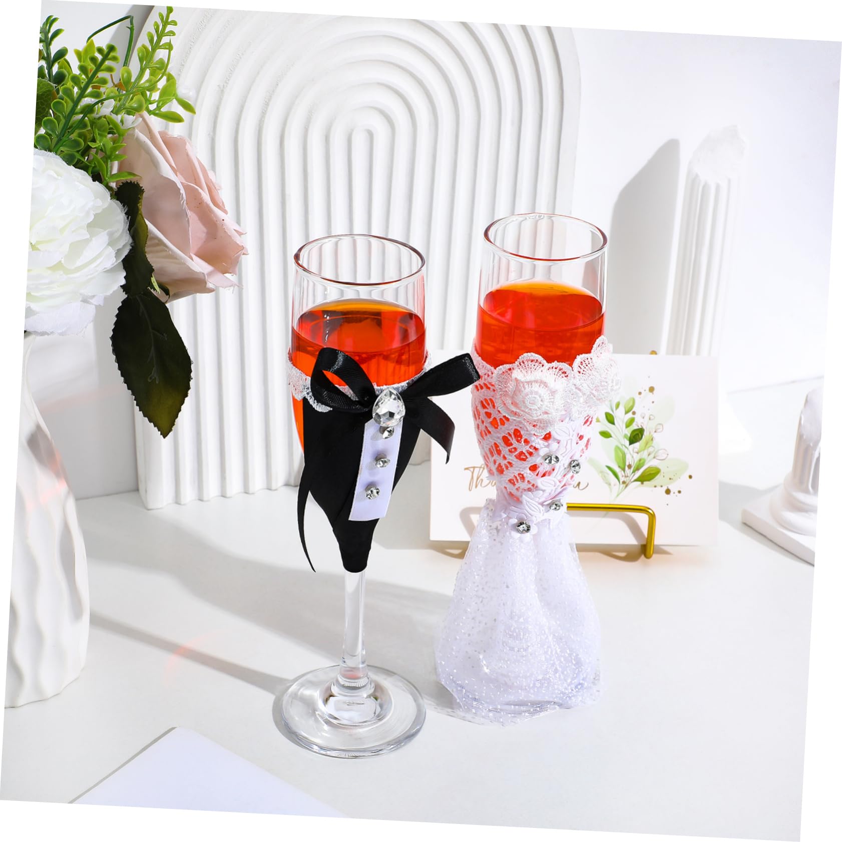 Juego de Copas de Brindis de Boda de Vidrio, 1 Set Elegante