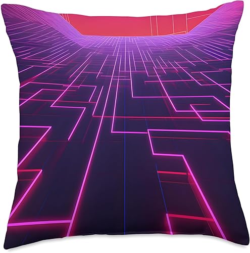 Miniatura 4 de PP Accessories Retrowave Vaporwave 80s Synthwave Throw Pillow, 16x16, Multicolor
