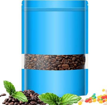 100 Pack Smell Mylar Proof Bags for Food Storage, Resealable Packaging Bag for Small Business, Stand Up Foil Pouches Reusable Heat Sealable Bags with Clear Window Blue, 7.0x10.2 In