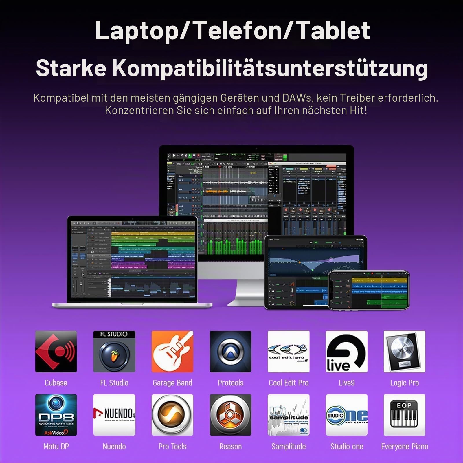 Synido Wireless MIDI Pad Controller, USB Wiederaufladbare Beat Maker Maschine für Musikproduktion Professional mit 16 RGB Beat Pad, OLED Bildschirm, 16 Step Sequencer, MIDI In/Out/Thru