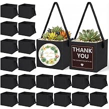 ULLIKI 2.5 Inch Succulents Wrap Bags with Thank You & Let Love Grow Stickers, Mini Succulent Gift Bags with Handles, Succulent Party Favors for Guests, Garden Party Favors for Guests Black 100pcs