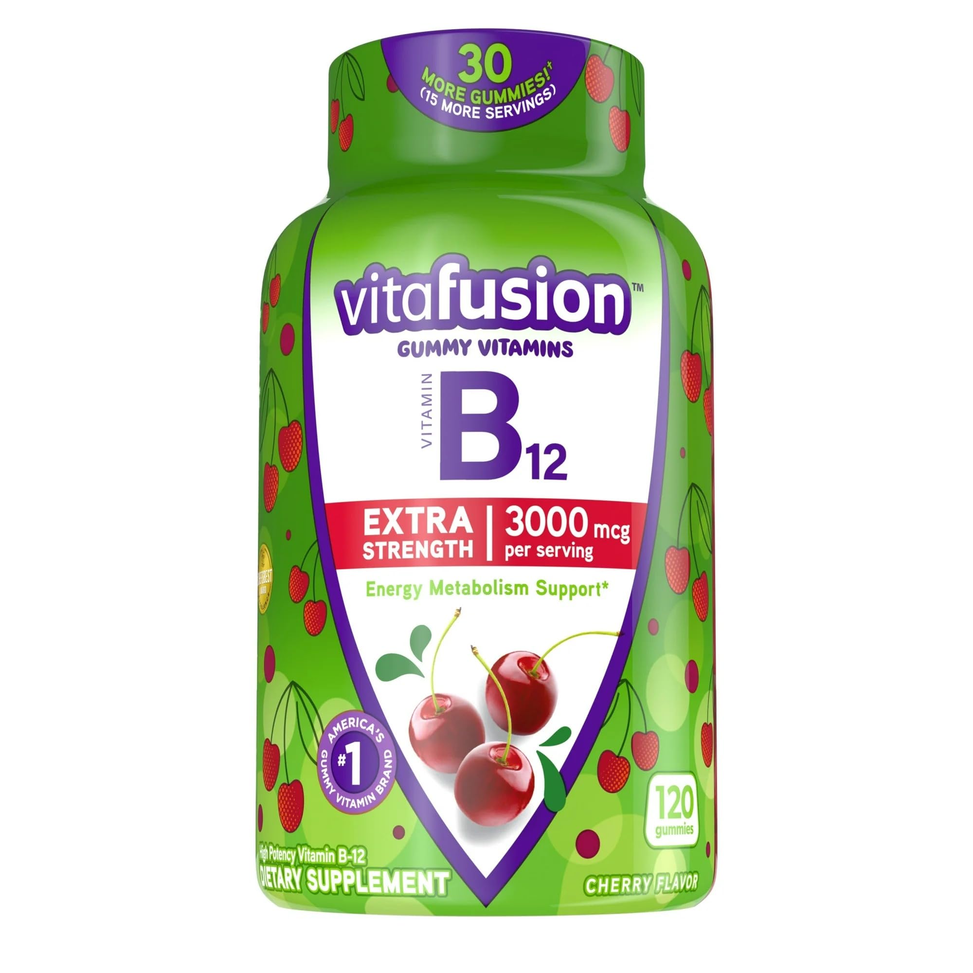Natrue Mad Extra Strength B12 Gummy Vitamins, Delicious Cherry Flavor Compatible with Vitafusion,120ct