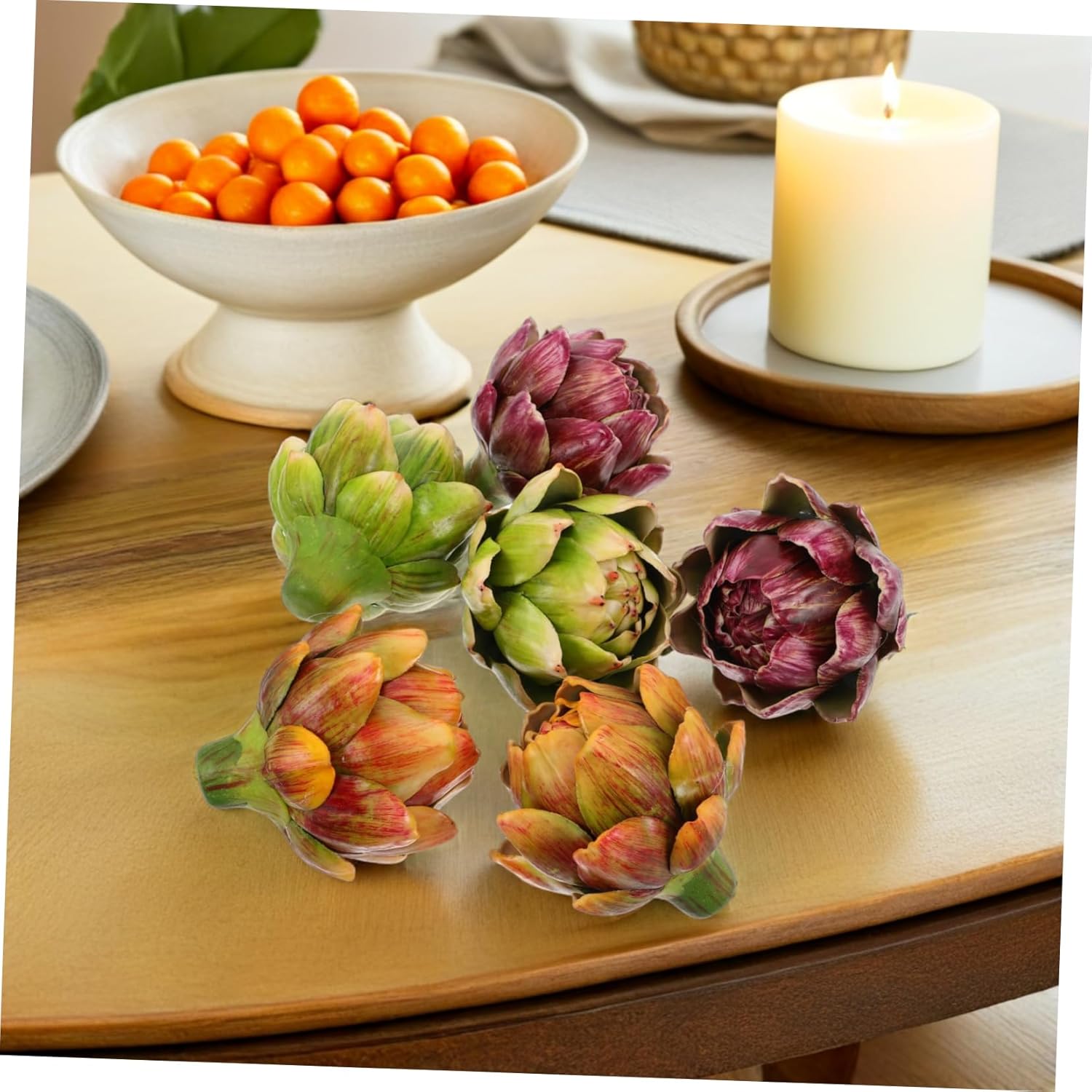 PRETYZOOM 6pcs Lifelike Artificial Artichokes for Home Decor Faux Vegetables Tabletop Ornaments for Wedding Party and Shop Display