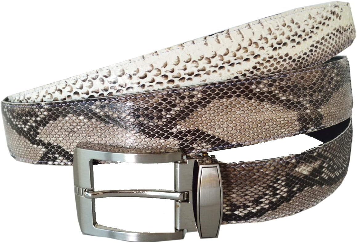 Men's Genuine Python Leather Pin Belt 32-34 Natural White