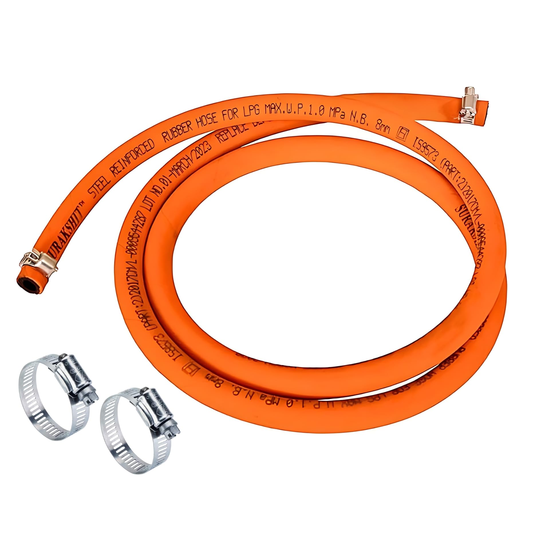 ENTRONZ LPG Rubber Hose Pipe, ISI Certified, Reinforced Steel Wire, Flame Resistant, with Clamp, for Indane/Bharatgas HP Gas (8.5 Meter) (B0D76H28FJ) Amazon Price History, Amazon Price Tracker