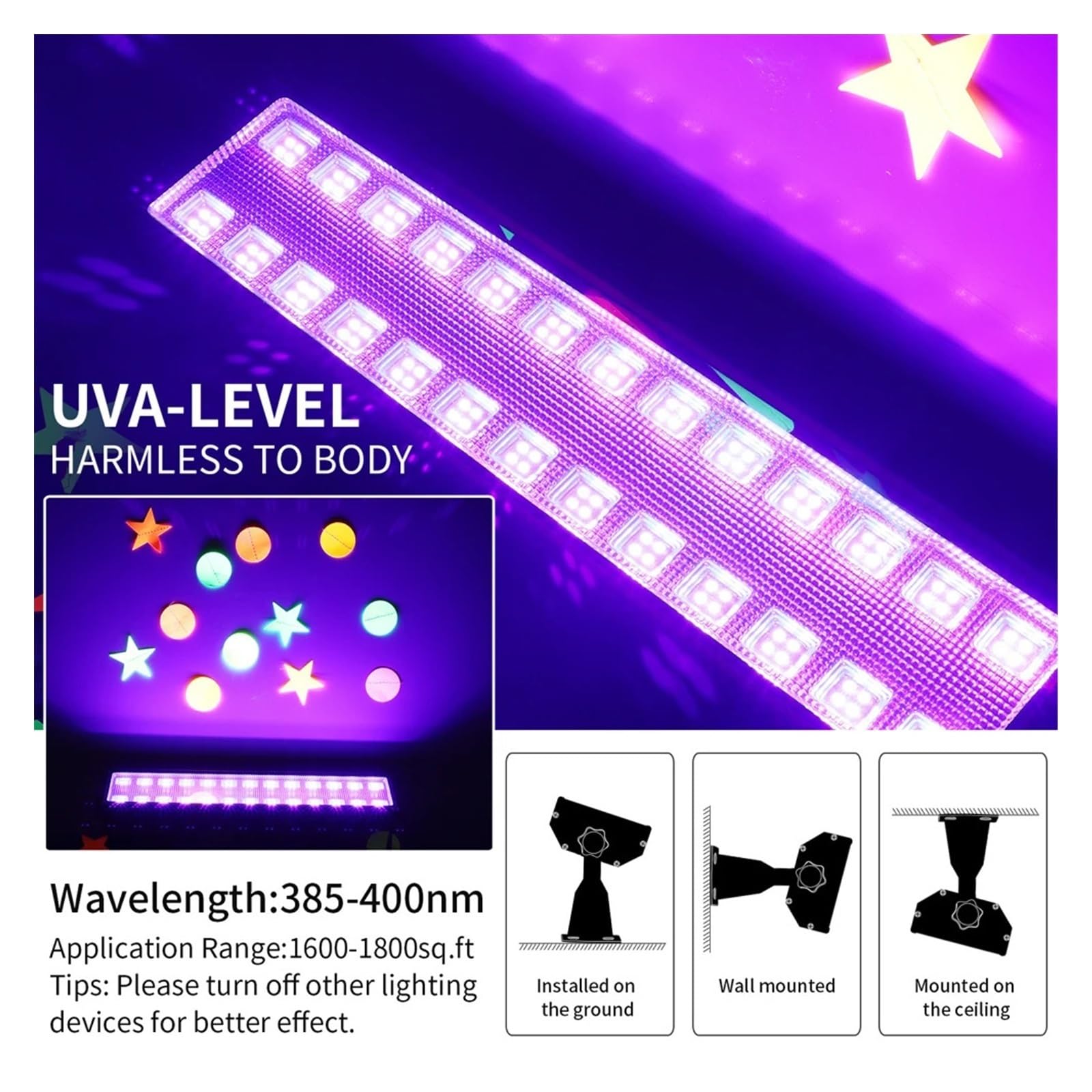 Reflektor Led UV 100W oświetlenie imprezowe 395nm 400nm IP65 wodoodporna ultrafioletowa fluorescencyjna lampa sceniczna z wtyczką Druk 3D