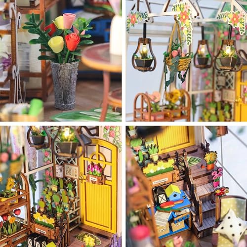 Miniatura 5 de Kit de rincón de libros de madera 3D, rompecabezas de bricolaje para casa de muñecas, sujetalibros de madera, modelo de construcción, rompecabezas