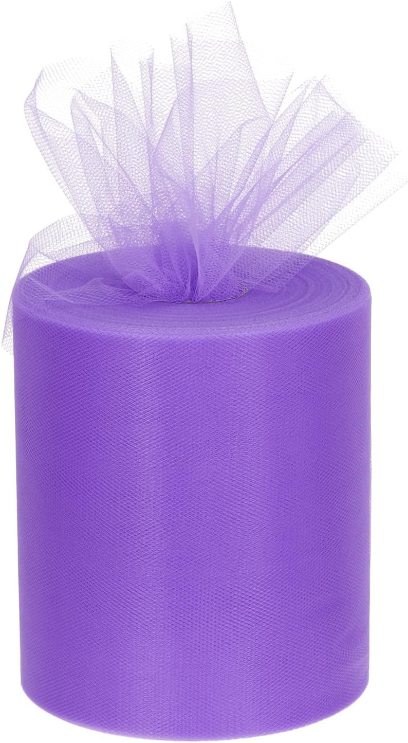 MECCANIXITY 200 Yards Tulle Ribbon Rolls Netting Fabric Spools 6 Inch Dark Purple for Christmas Wrapping Wedding DIY Crafts