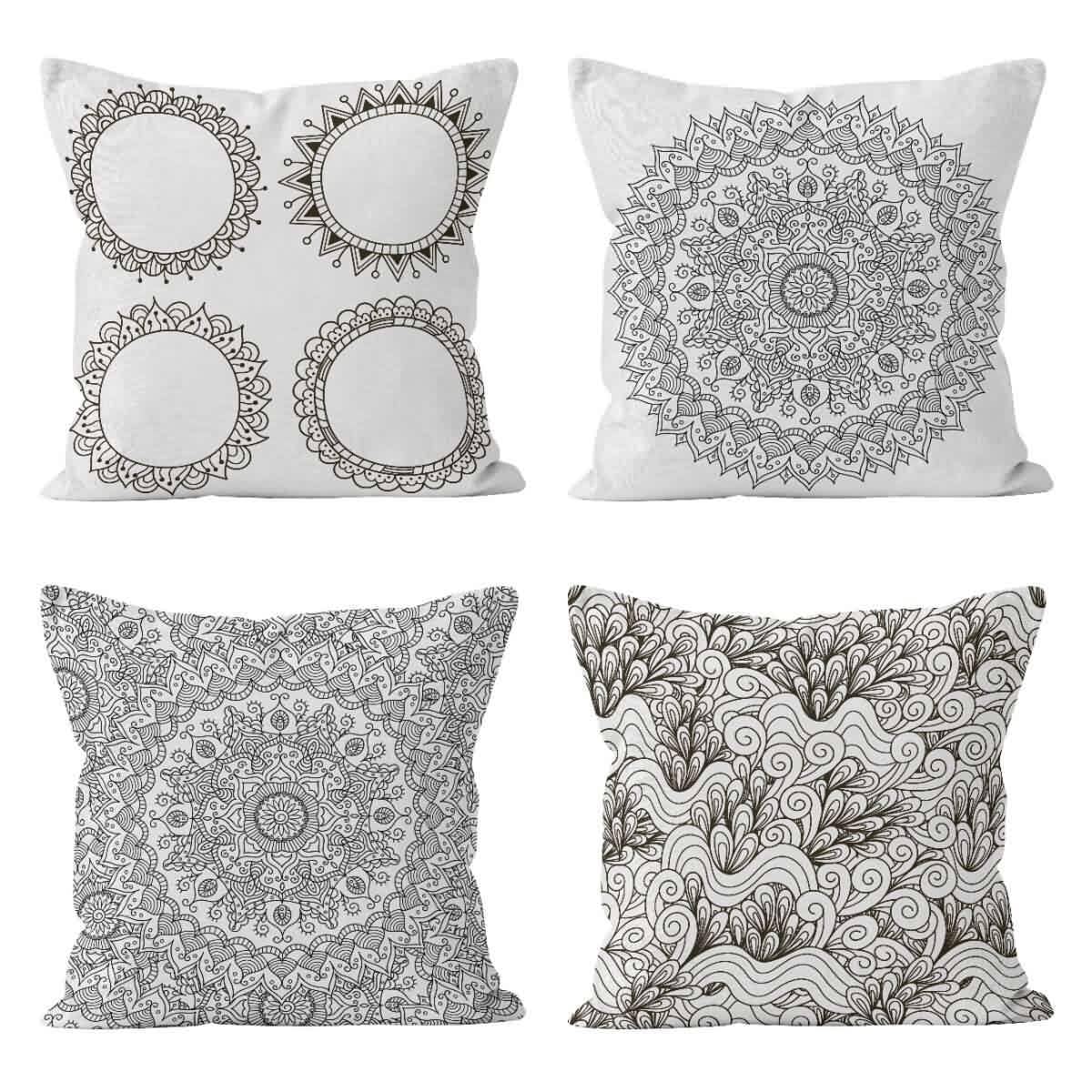 CEVAN Lino Federa Cuscini Fantasia Copricuscino Letto Matrimoniale Mandala Federe Cuscini Tessuto Federa Per Cuscino Del Sedile Del Divano 50x50cm,4Pcs