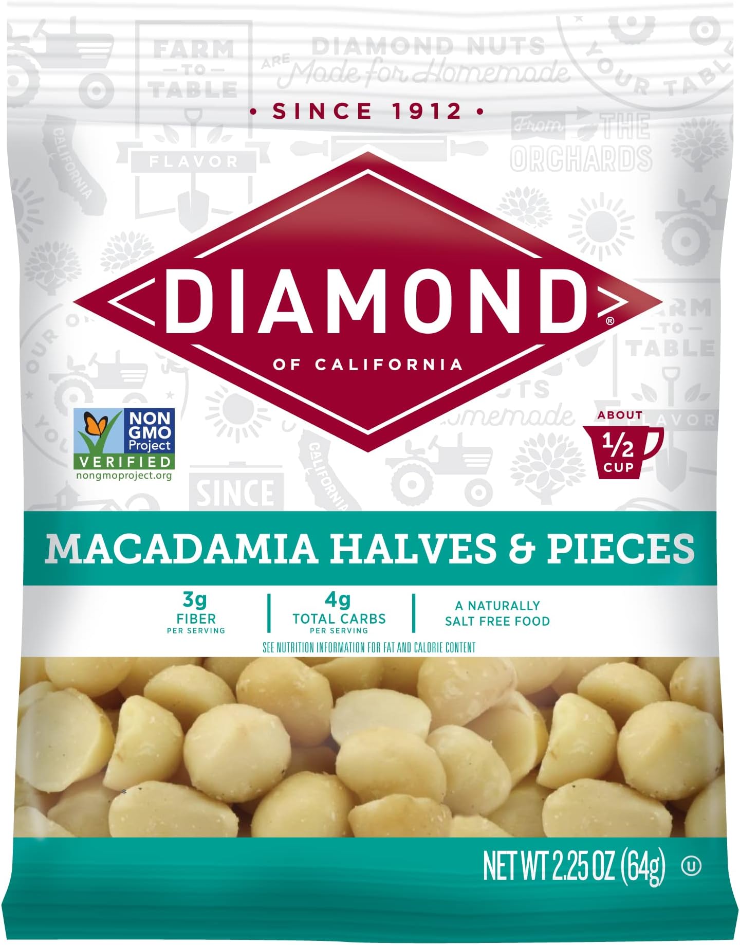 Diamond of California Macadamia Halves & Pieces, 2.25 oz, 1 Pack