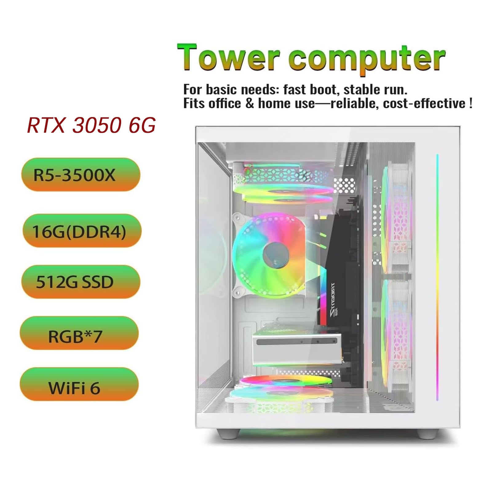Suevery Gaming PC Bundle RTX 3050 Ryzen 5 - Pre Built -5