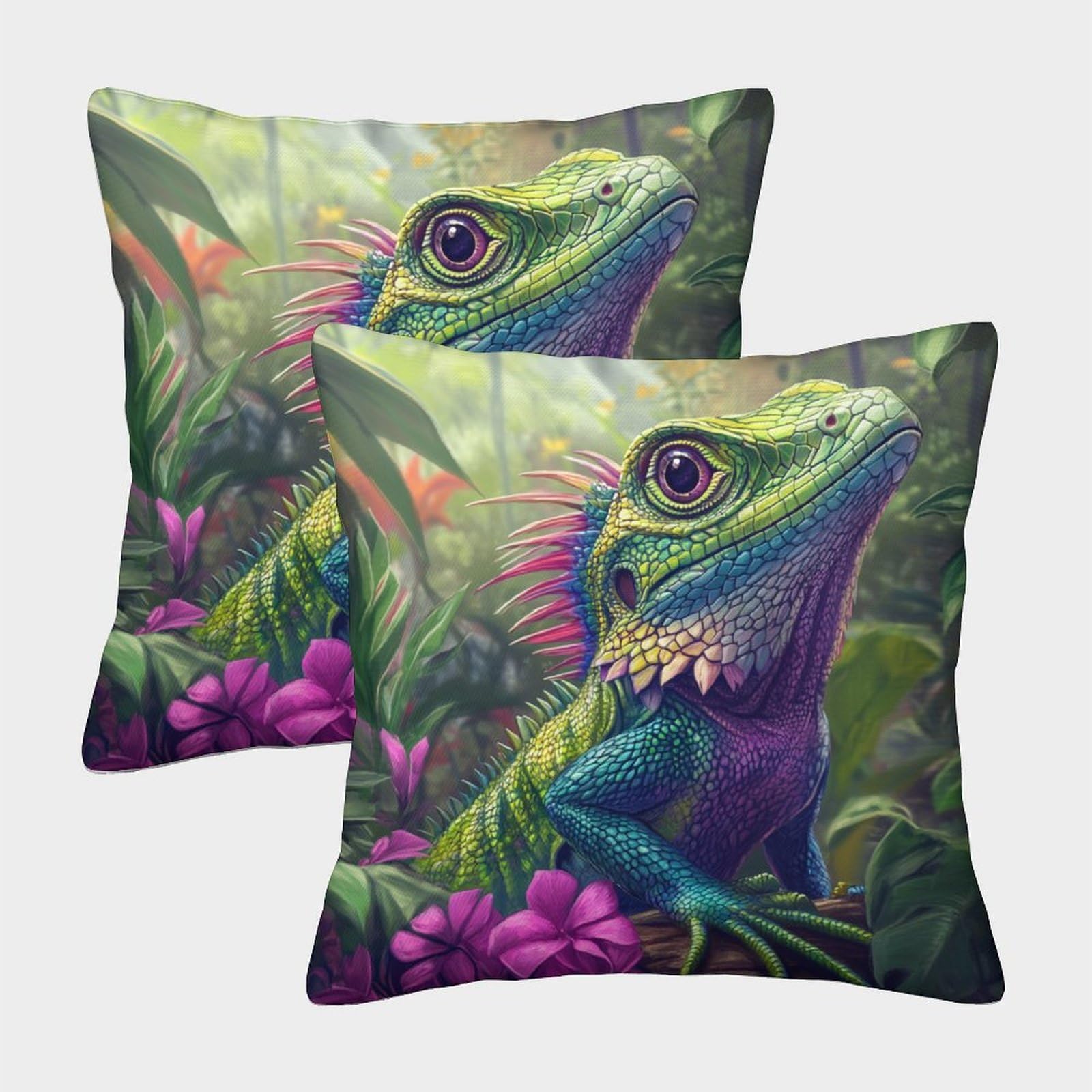 kaiyun 2 Pack Tropical Forest,Lizard Personalised Cushion Cover Home Sofa Decoration 50x50cm Pillow Covers