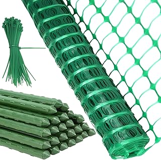 Plastic Fencing Temporary Fenc with Posts, Snow Fence 40In x 100 Ft with Stakes, Reusable Safety Fence, Construction Fence, Plastic Fence Roll, Construction Fencing for Garden, Pool, Lawn Deer