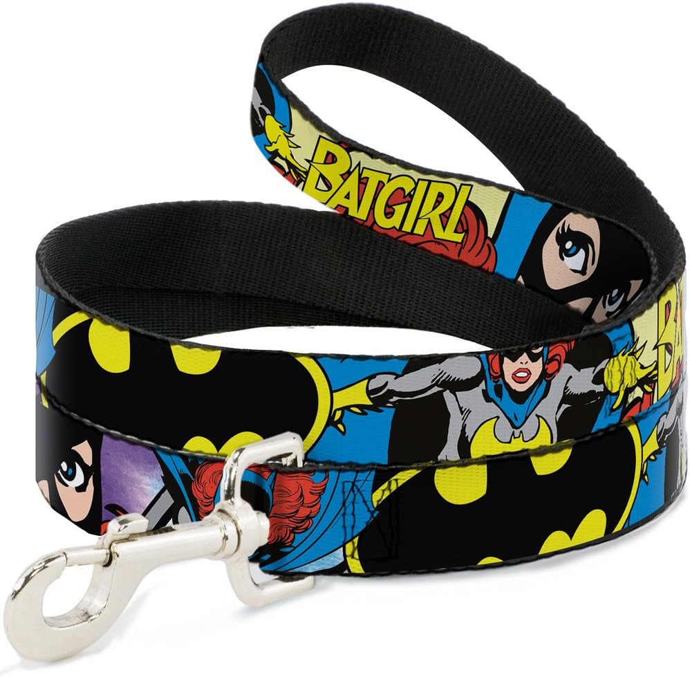 Dog Leash Batgirl in Action Face Close Up 6 Feet Long 1.0 Inch Wide