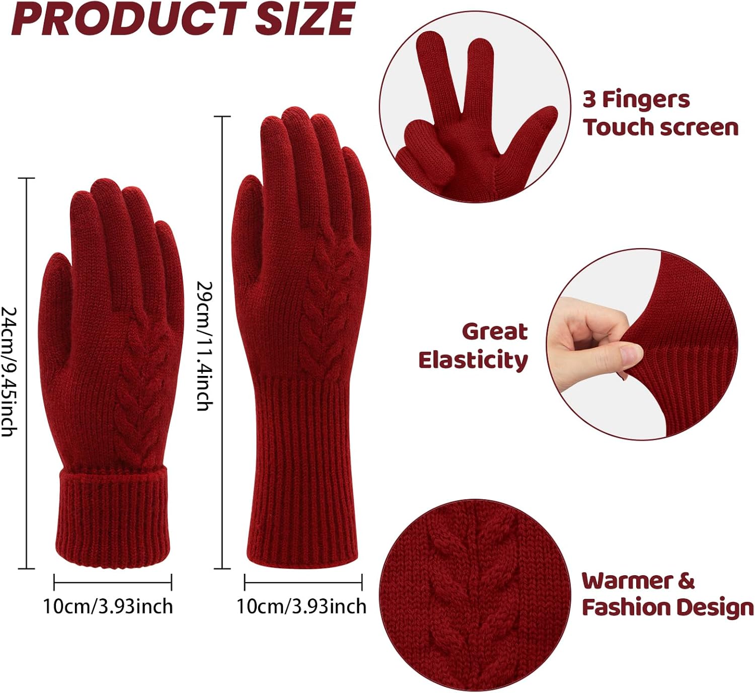 Long Keeper Winter Knit Gloves for Women Men Touchscreen Elastic Soft Warm Fleece Gloves Folding Cuffs for Driving Running - Image 2
